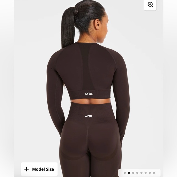 AYBL EMPOWER SEAMLESS LONG SLEEVE CROP TOP - Cocoa Brown - S - Picture 4 of 15